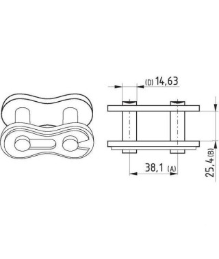 Zamek ogniwo łańcucha Steel Power 1.1/2", x 1"